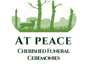 At Peace's logo depicting a dear and trees in silhouette